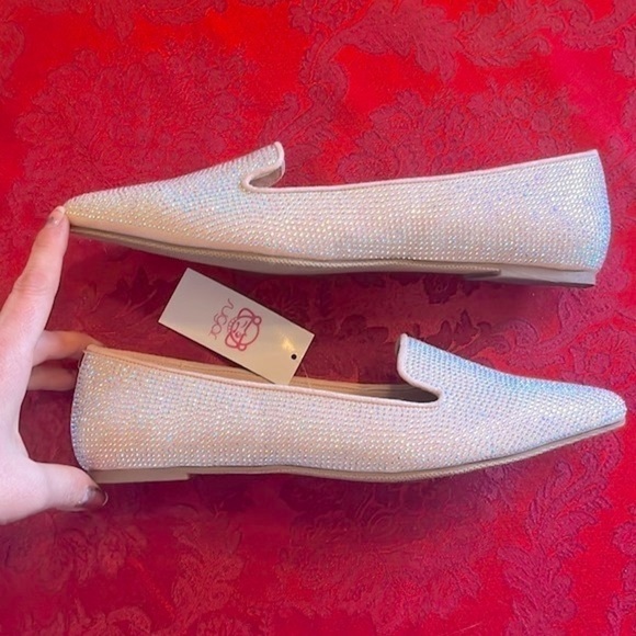 Brand New Sugar Iridescent Beaded Pointed Toe Slip On Flats Dressy Loafers - Picture 8 of 15